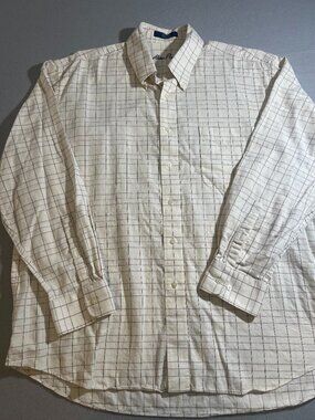 Alan Flusser Men's Shirt XL Beige Long Sleeve